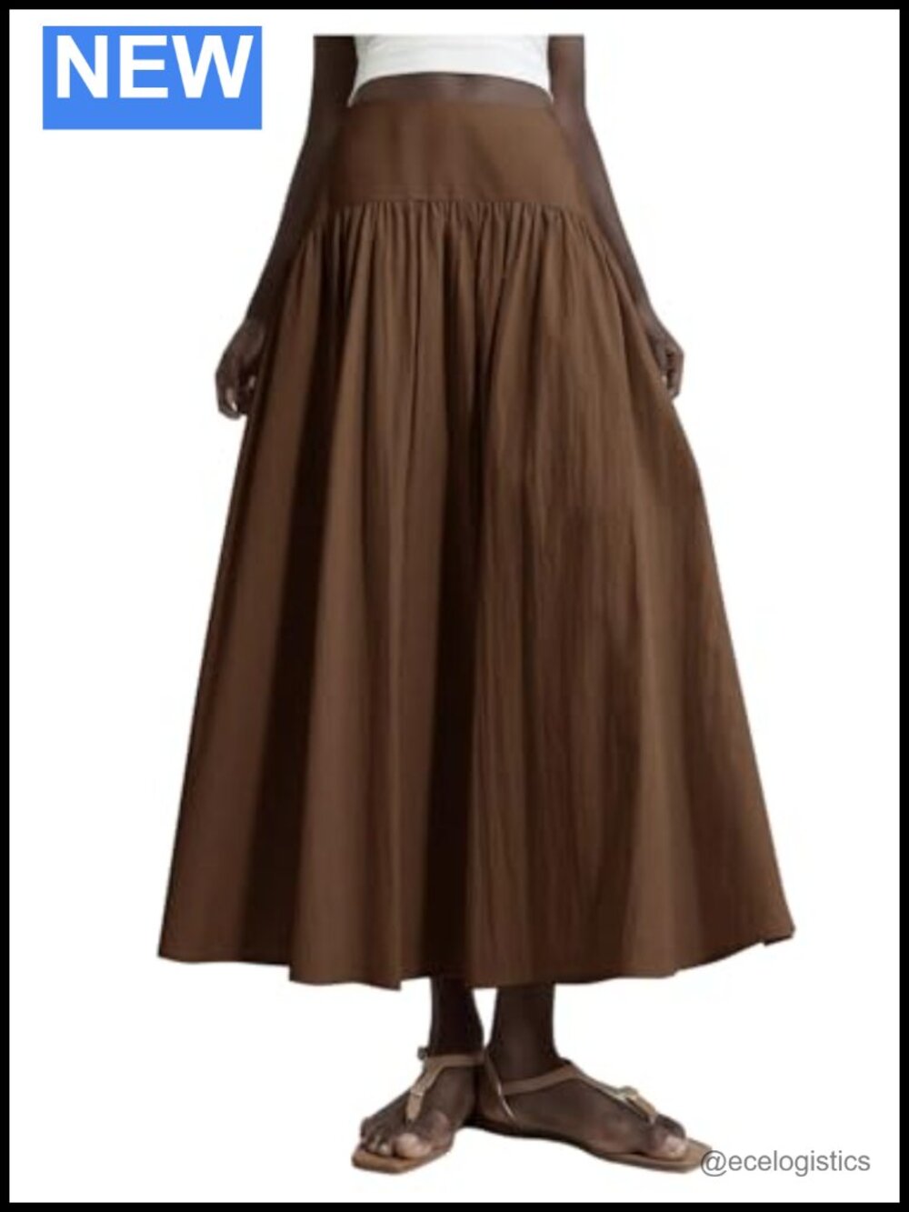 Low Rise A-Line Maxi Skirt with Side Zipper Lightweight Flowy Summer